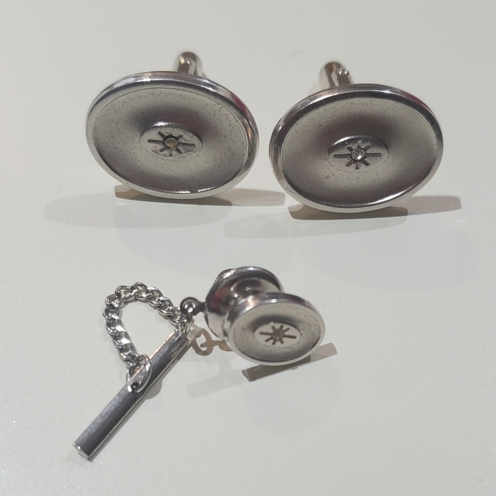 Vintage Anson Silver Cufflinks & Tie tack